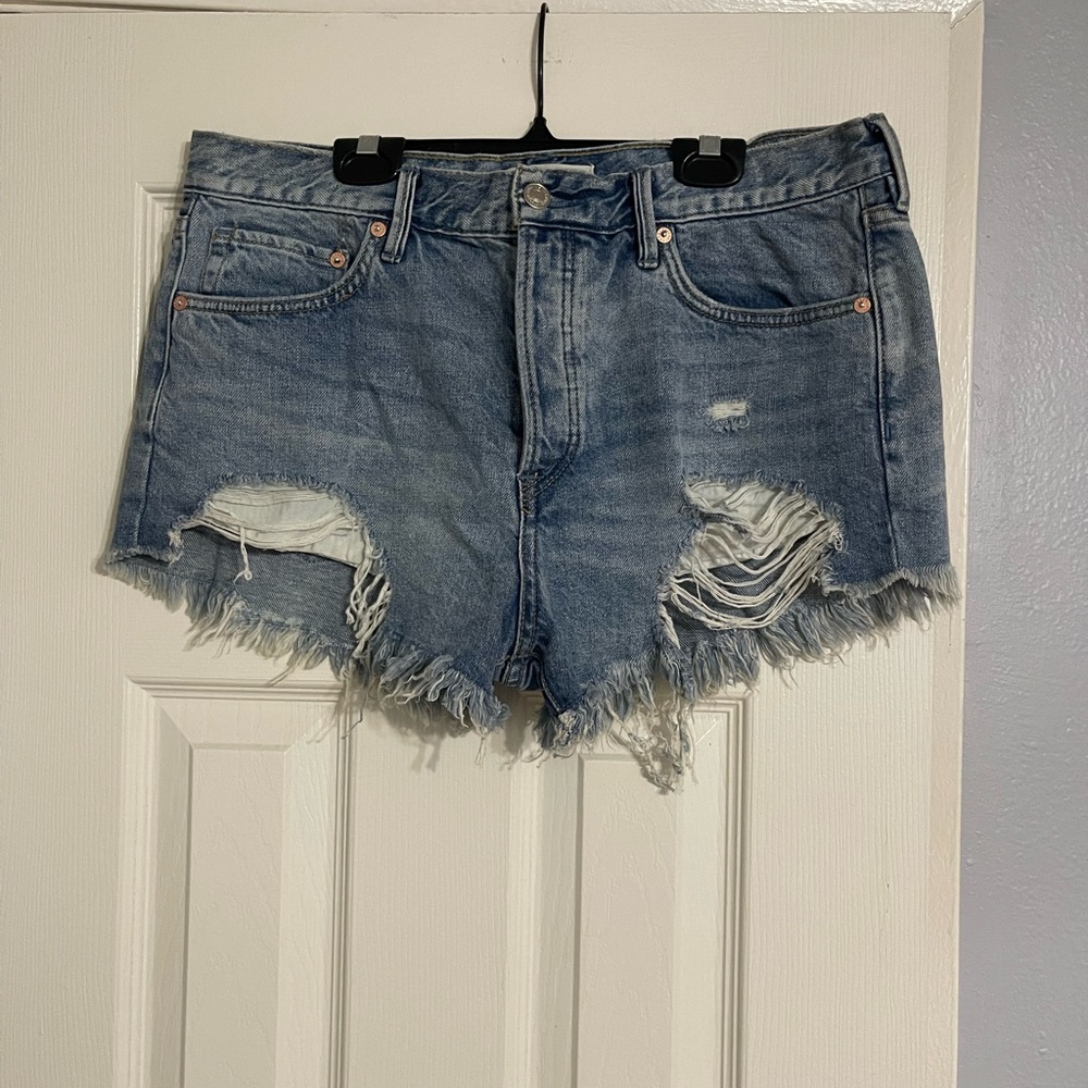 Free People Denim Distressed Women Shorts